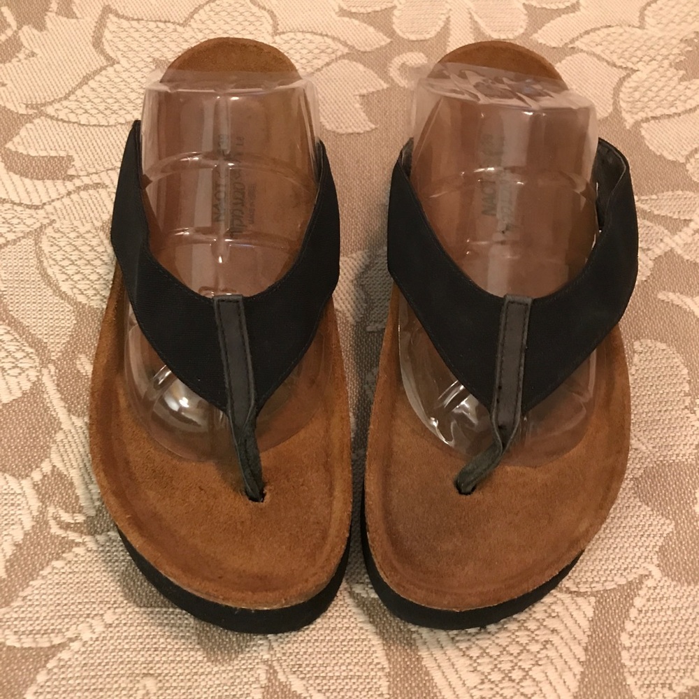 Naot Women’s Black Sandals, Cork Footbed Size 39
